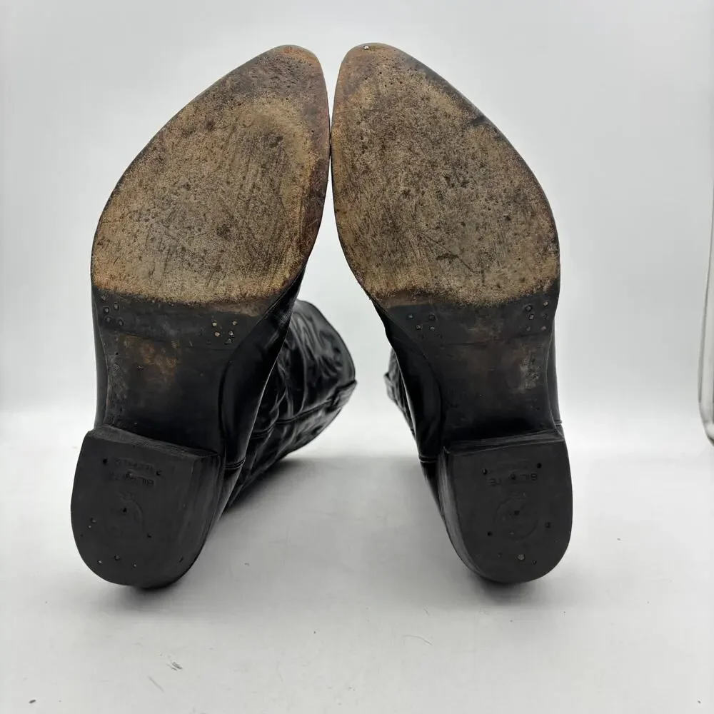 Vintage J. Chisholm Black Leather Cowboy Boots Mens 11.5D Western Cowboy